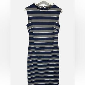 Banana Republic Navy and White Striped Midi Dress